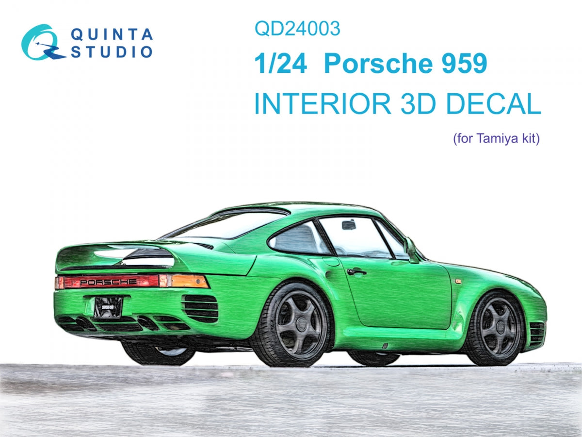 Quinta Studio QD24003 Porsche 959 3D-Printed &amp;amp; colored Interior on decal paper (Tamiya) 1/24