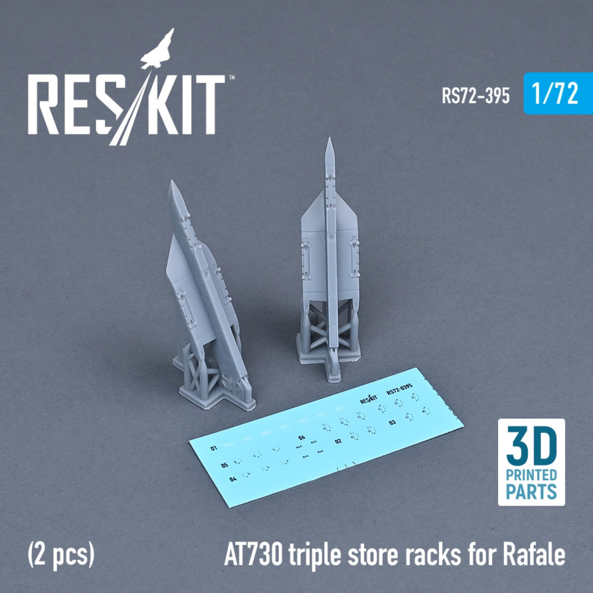 RESKIT RS72-0395 AT730 TRIPLE STORE RACKS FOR RAFALE (2 PCS) (3D PRINTED) 1/72 – Bild 2