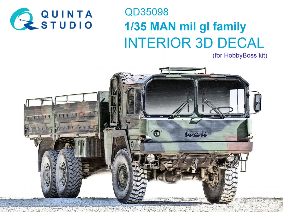 Intérieur imprimé en 3D et coloré sur papier décalcomanie Quinta Studio QD35098 MAN mil gl family (Hobby Boss) 1/35