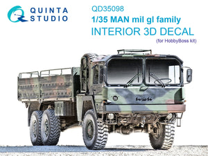 Quinta Studio QD35098 MAN mil gl family 3D-Printed &amp;amp; colored Interior on decal paper (Hobby Boss) 1/35