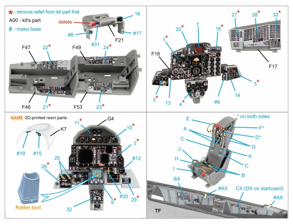 Quinta Studio QD+48342 F-4G late 3D-Printed &amp;amp; coloured Interior on decal paper (Meng) (with 3D-printed resin parts) 1/48 – zdjęcie 2