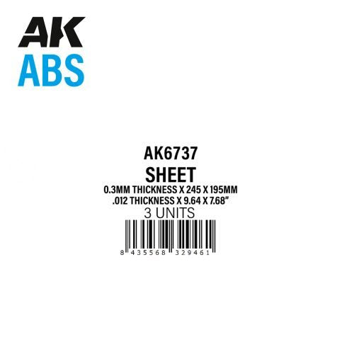 AK Interactive AK6737 0.3MM THICKNESS X 245 X 195MM – ABS SHEET – 3 UNITS PER BAG – image 2