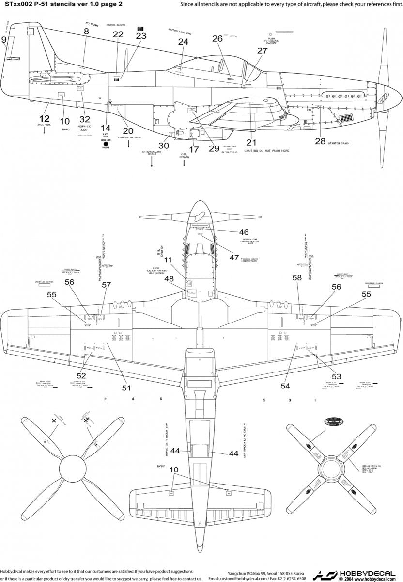 HobbyDecal ST48002V1 P-51 Stencils ver 1 1/48 – Bild 3