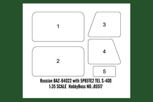 Hobby Boss 85517 Russian BAZ-64022 with 5P85TE2 TEL S-400 1/35 – zdjęcie 4