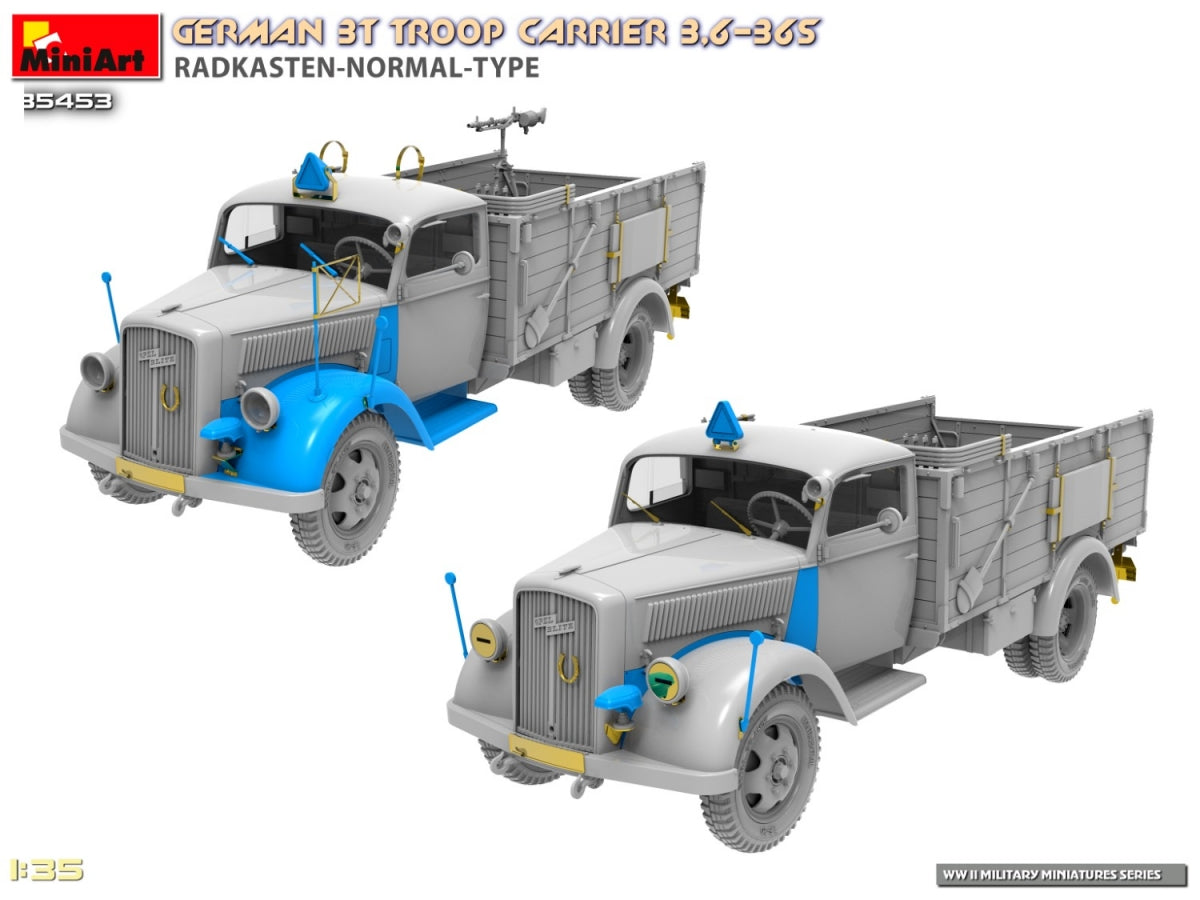 Miniart 35453 German 3t Troop Carrier 3.6-36S Radkasten-Normal-Type 1/35 – image 11