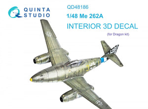 Quinta Studio QD48186 Me 262A 3D-Printed &amp;amp; colored Interior on decal paper (for Dragon ) 1/48