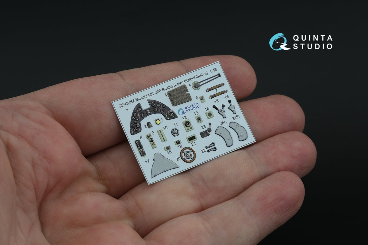 Quinta Studio QD48467 Macchi MC.200 Saetta (Late) 3D-Printed colored Interior on decal paper (Italeri/Tamiya) 1/48 – obrázek 4