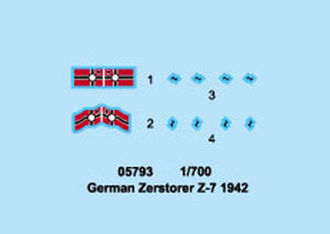 Trumpeter 05793 German Zerstorser Z-7 1942 1/700 – image 4