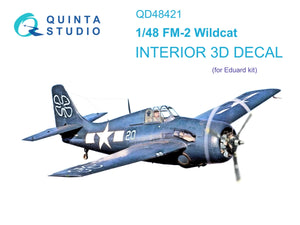 Quinta Studio QD48421 FM-2 Wildcat 3D-Printed &amp;amp; colored Interior on decal paper (Eduard) 1/48