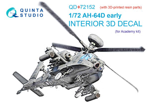 Quinta Studio QD+72152 AH-64D early 3D-Printed colored Interior on decal paper (Academy)(with 3D-printed resin part) 1/72