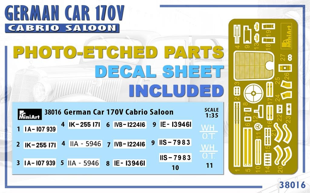 MiniArt 38016 GERMAN CAR 170V CONVERTIBLE SALOON 1/35 – imagen 13