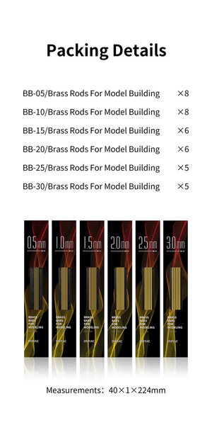 DSPIAE BB-1.5 Brass Rods For Model Building 1.5mm (8 PCS) / Copper Rods – Bild 6