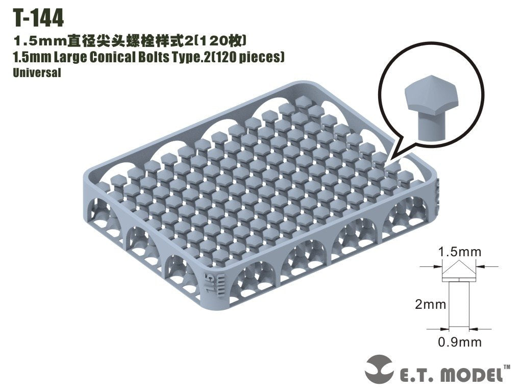 ET Model T-144 1.5mm Large Conical Bolts Type.2 120 pieces
