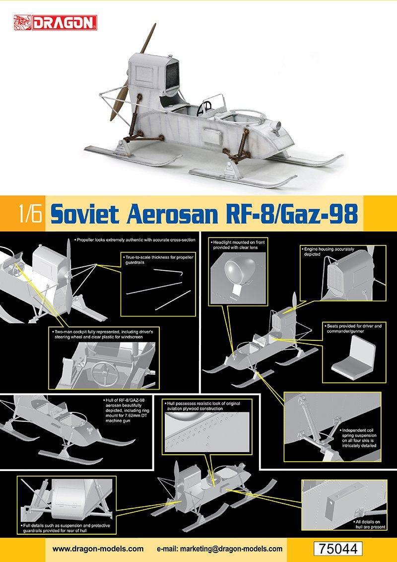 Dragon 75044 Soviet Aerosan Rf-8/Gaz-98 1/6 – imagen 2