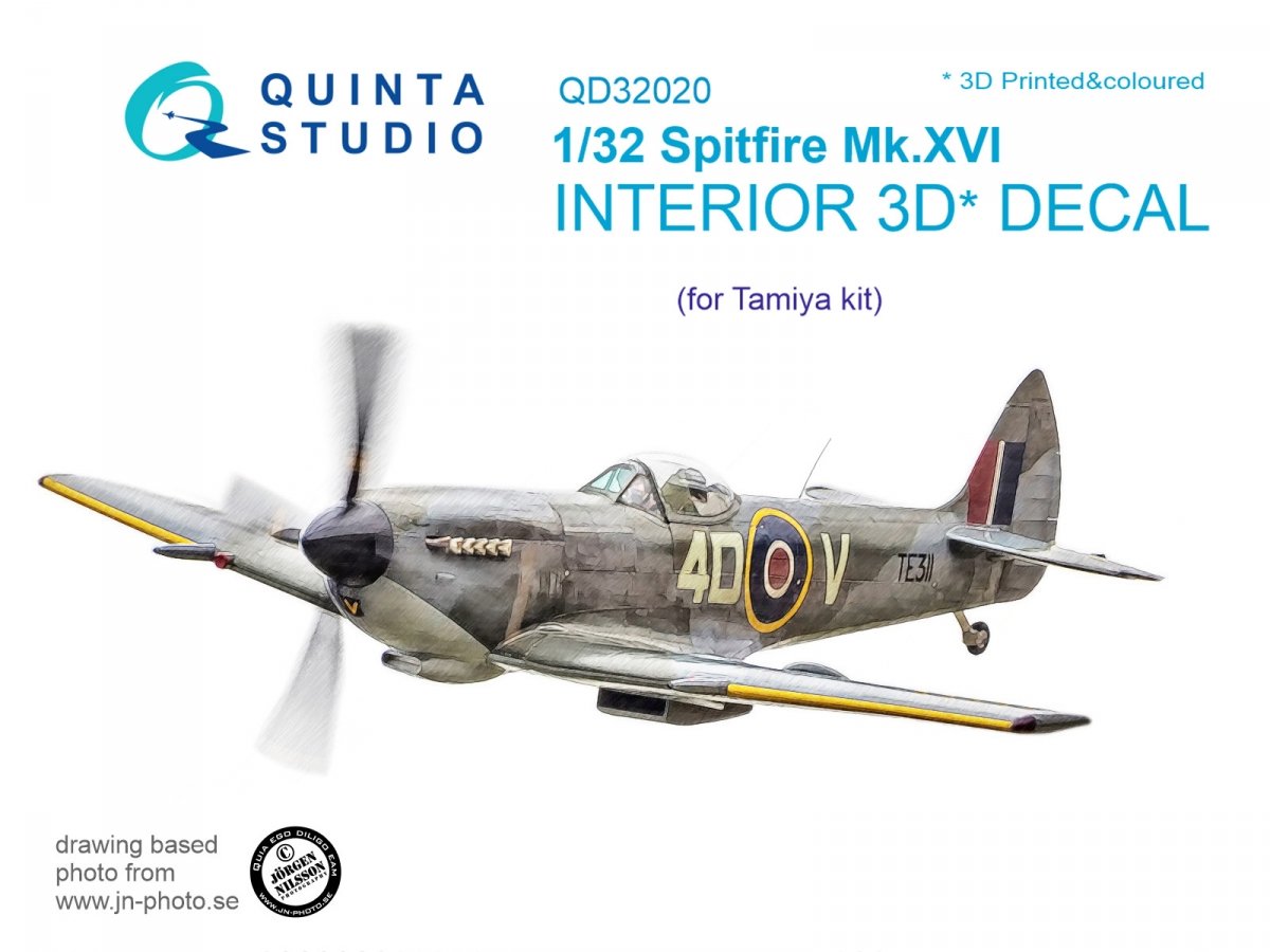 Intérieur imprimé en 3D et coloré sur papier décalcomanie Quinta Studio QD32020 Spitfire Mk.XVI (pour maquette Tamiya) 1/32