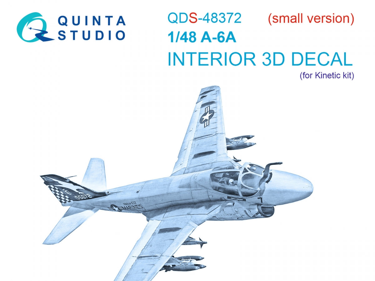 Quinta Studio QDS-48372 A-6A 3D-Printed &amp; colored Interior on decal paper (Kinetic) (Small version) 1/48