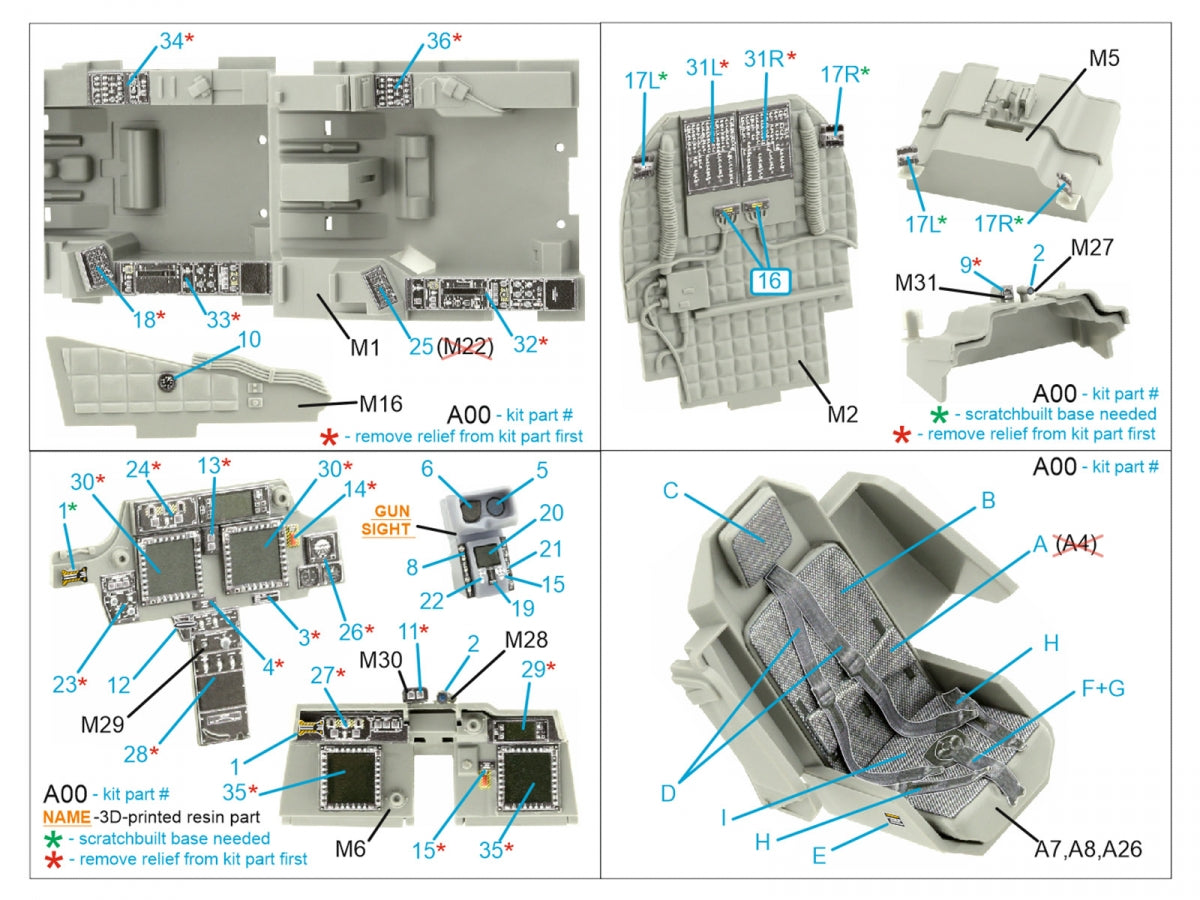 Quinta Studio QD+35106 AH-64D 3D-Printed &amp;amp; colored Interior on decal paper (Takom) (with 3D-printed resin parts) 1/35 – Bild 2