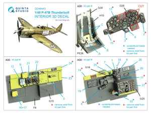 Quinta Studio QD48443 P-47B Thunderbolt 3D-Printed colored Interior on decal paper (Dora Wings) 1/48 – imagen 2