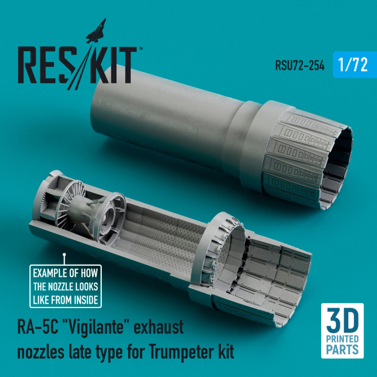 RESKIT RSU72-0254 RA-5C "VIGILANTE" EXHAUST NOZZLES LATE TYPE FOR TRUMPETER KIT (3D PRINTED) 1/72