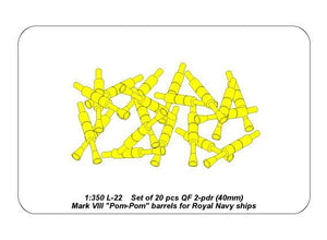 Aber 350L-22 Set of 20 pcs QF 2-pdr 40 mm Mk.VIII Pom Pom barrels for Royal Navy ships 1/350 – Bild 6