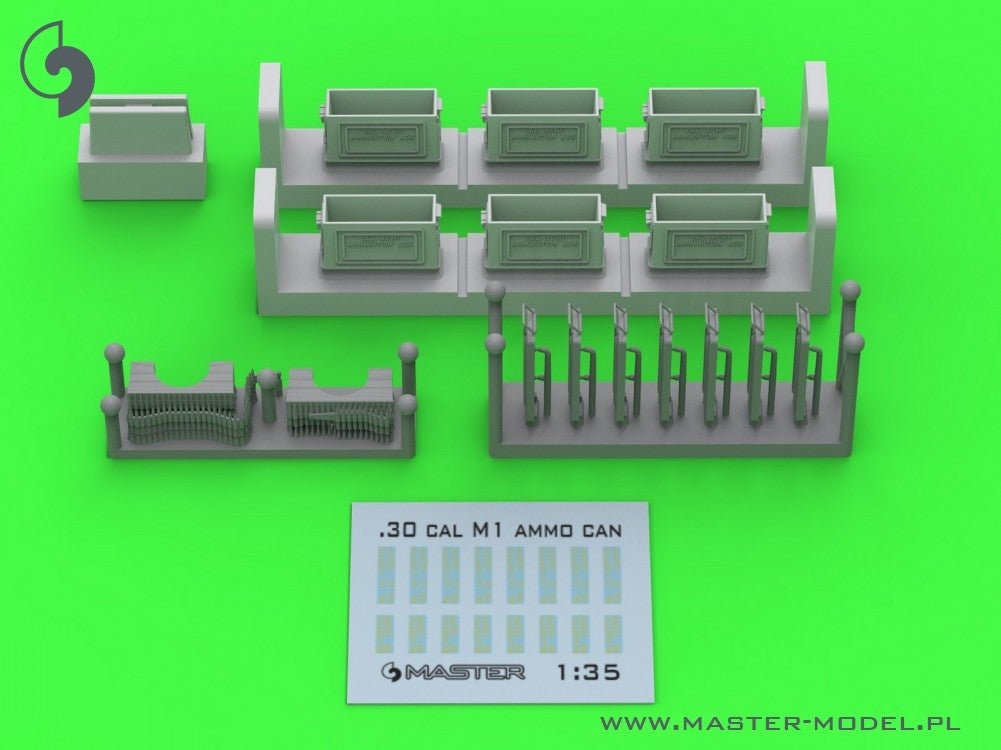 Master GM-35-090 M1 Ammo Boxes for Browning M1919 Rifle .30cal (7.62mm) (6 pcs.) - OPEN 1/35