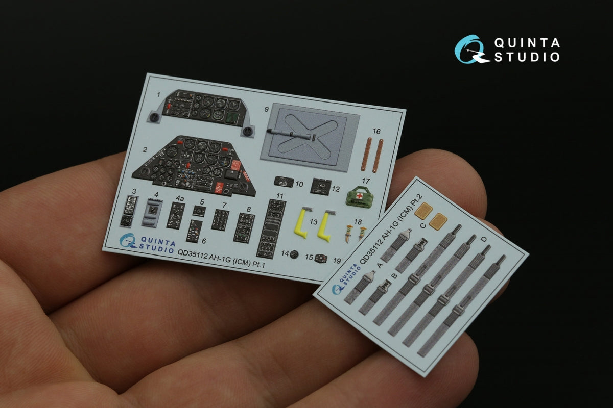 Quinta Studio QD35112 AH-1G Cobra 3D-Printed &amp;amp; colored Interior on decal paper (ICM) 1/35 – image 6