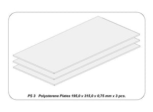 Aber PS-3 White polystyrene plates 195 x 315 x 0.75 mm x 3 pcs. – imagen 2
