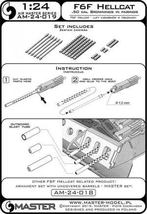 Master AM-24-019 F6F Hellcat - late armament (Browning .50 cal MGs with shrouded radiator) 1/24 – obrázek 5