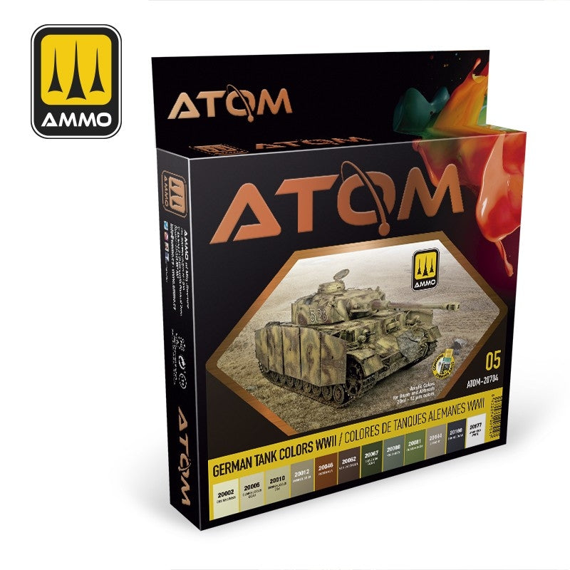 AMMO of Mig Jimenez ATOM 20704 German Tank Colors WWII Set 12 x 20 ml