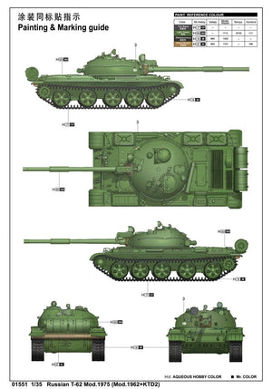 Trumpeter 01551 Russian T-62 Mod.1975 (Mod.1962+KTD2) – imagen 3
