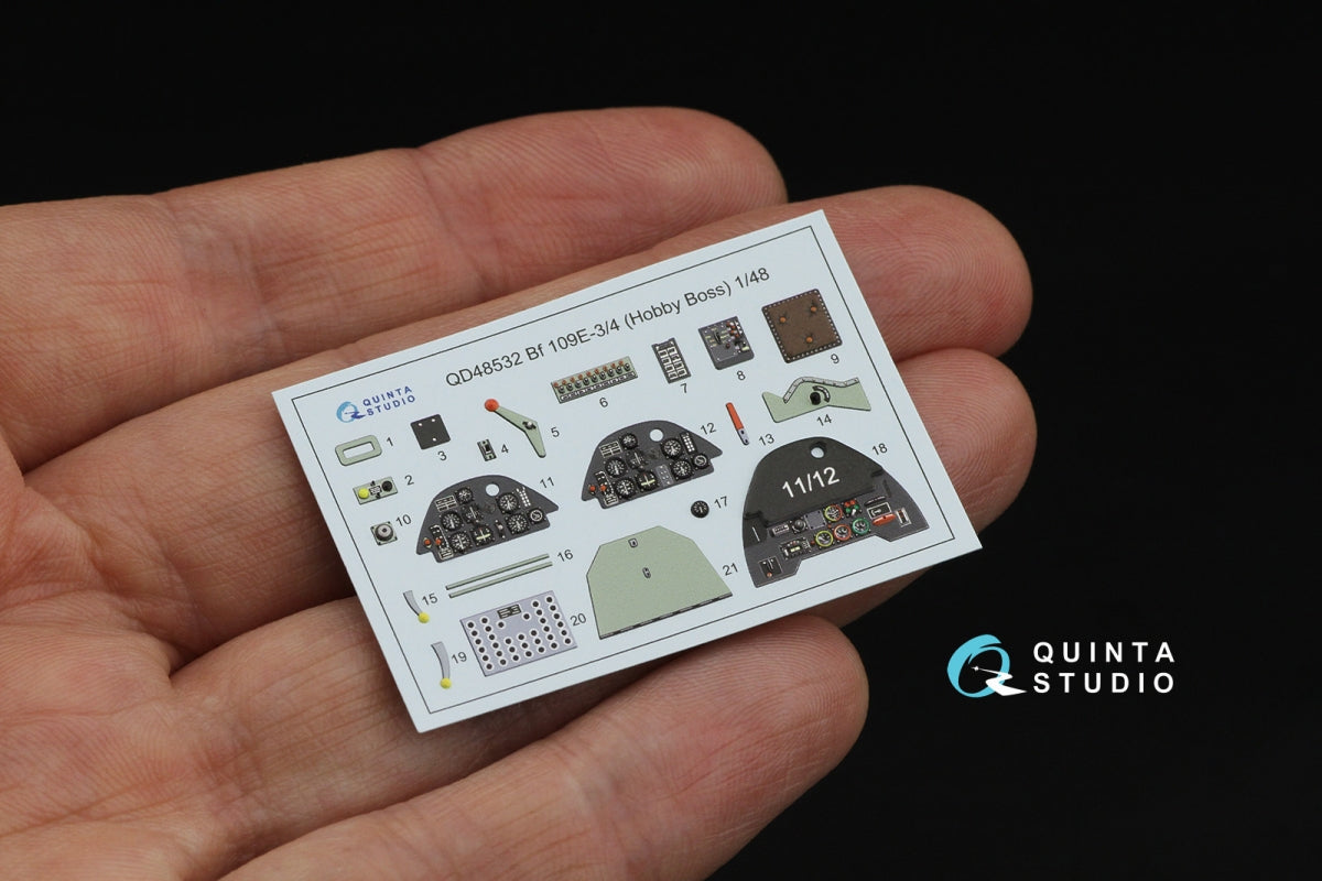 Quinta Studio QD48532 Bf 109E-3/4 3D-Printed &amp;amp; colored Interior on decal paper (HobbyBoss) 1/48 – image 5