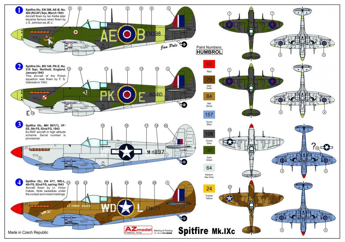 AZ Model AZ7392 Supermarine Spitfire Mk.IXc &amp;quot;Early tails&amp;quot; (1/72) – image 2