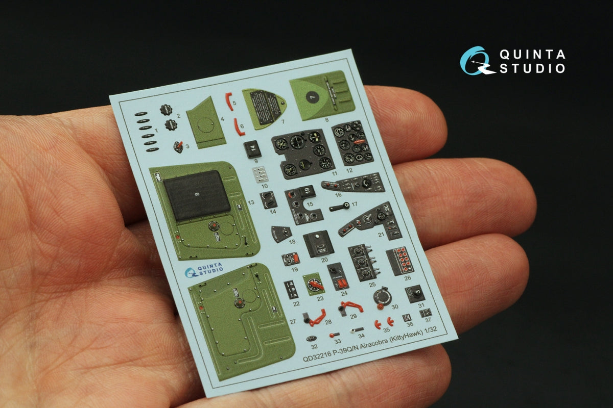 Quinta Studio QD32216 P-39Q/N Airacobra 3D-Printed colored Interior on decal paper (KittyHawk) 1/32 – imagen 3