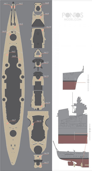 Pontos 35007WD1 DKM Tirpitz Wooden Deck set 1/350 – immagine 3
