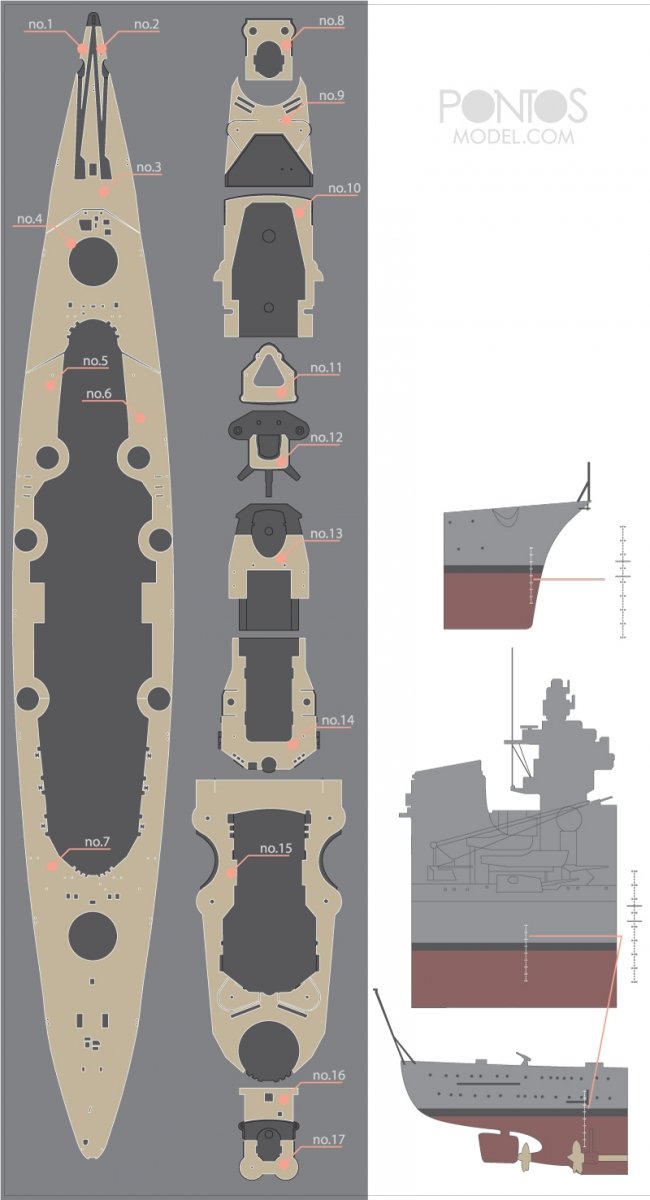 Pontos 35007WD1 DKM Tirpitz Wooden Deck set 1/350 – immagine 3