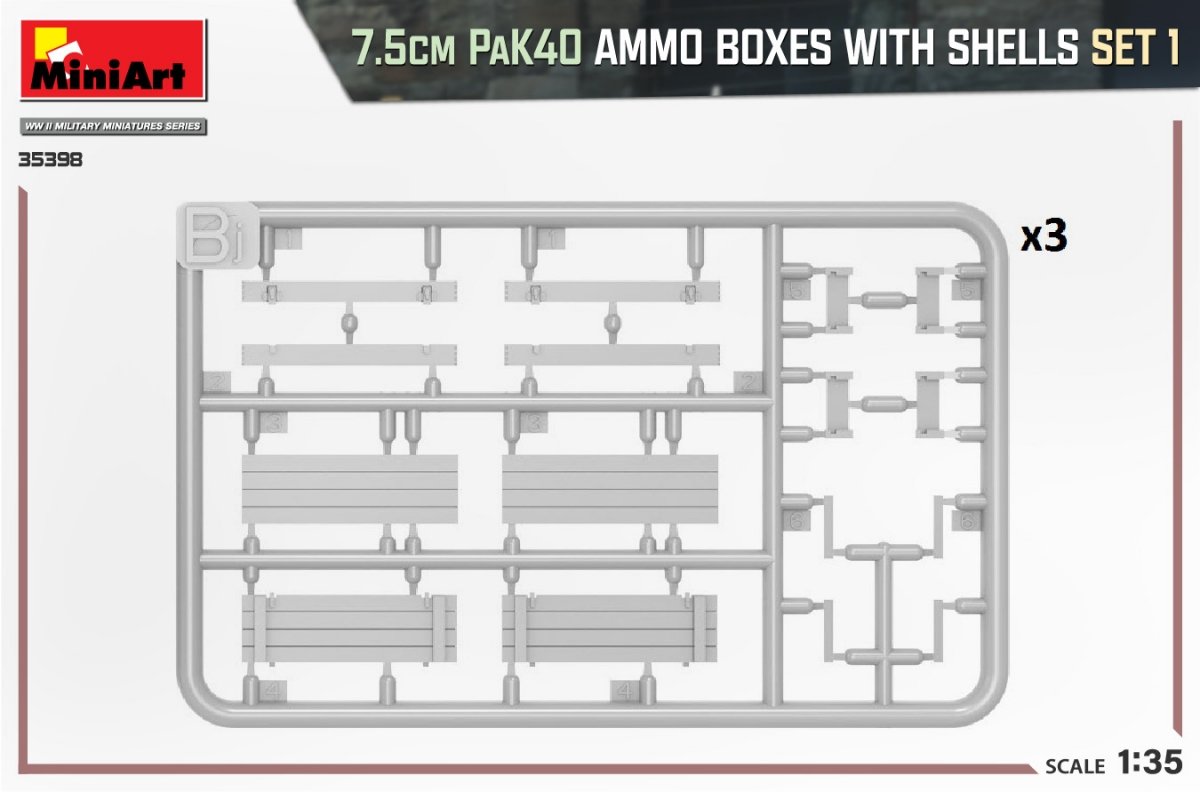 MiniArt 35398 7.5cm PaK40 AMMO BOXES WITH SHELLS SET 1 1/35 – Bild 4