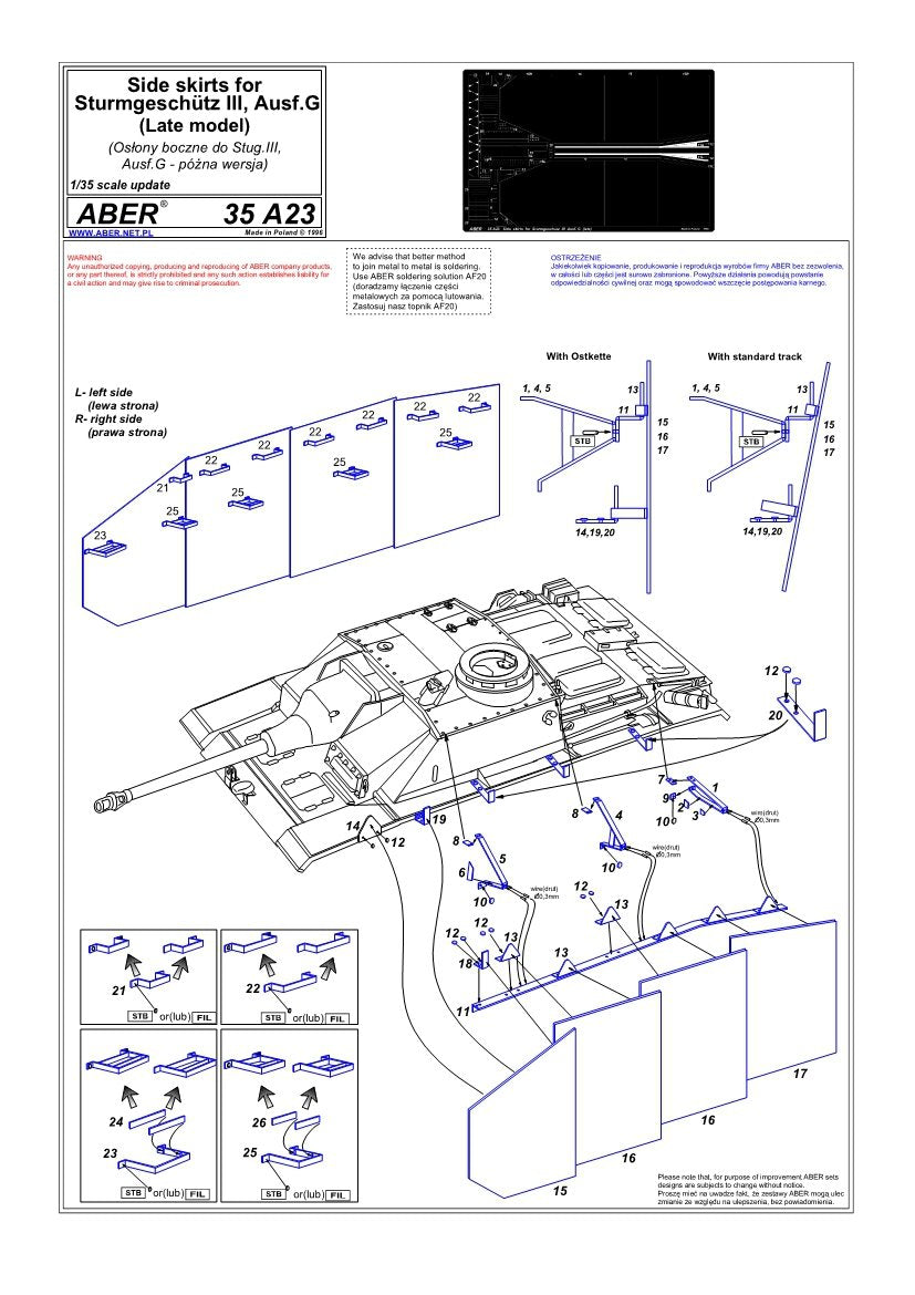 Aber 35A023 Side skirts for Sturmgeschutz III (late) (1/35) – image 4
