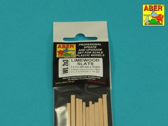 Aber WL2X3 Wooden linden strips 2x3x245mm x 14pcs