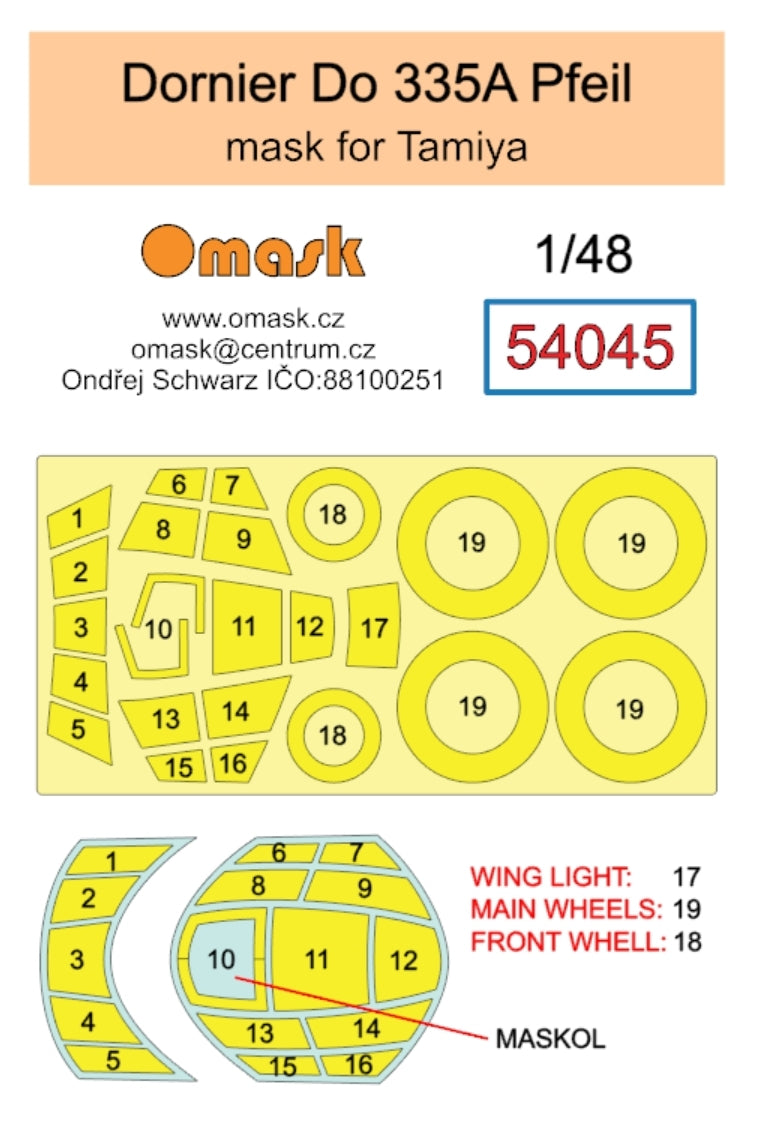 Omask 54045 Dornier Do 335A Pfeil mask (for Tamiya) 1/48 – obrázek 2