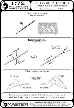 Master AM-72-131 F-16XL / F-CK-1 Prototypes Pitot tube &amp;amp; AOA Probes (1/72) – Bild 4