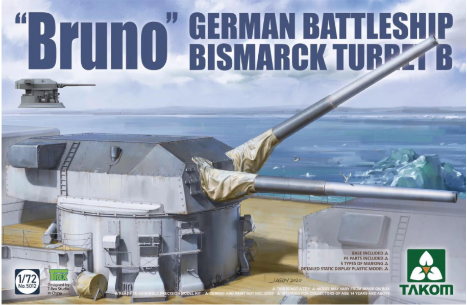 Takom 5012 &amp;#39;Bruno&amp;#39; German Battleship Bismarck Turret B 1/72