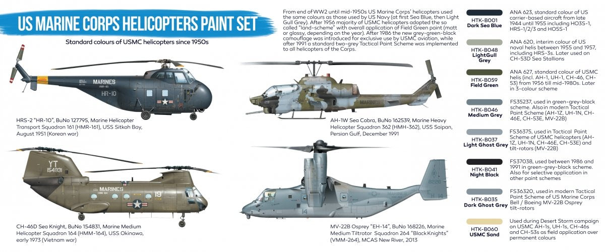 Hataka HTK-BS14 US Marine Corps Helicopters Paint Set (8x17ml) – obrázek 2