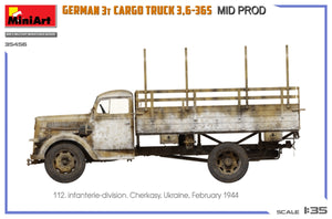 Miniart 35456 GERMAN 3T CARGO TRUCK 3,6-36S MID PROD 1/35 – zdjęcie 9
