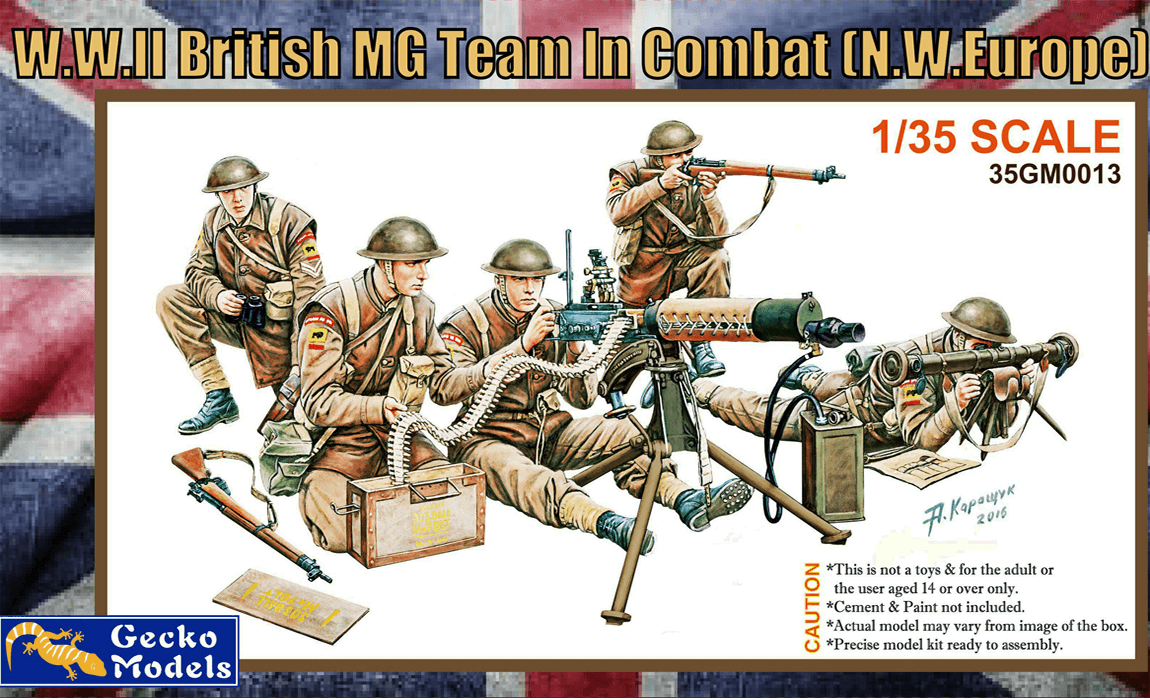 Gecko Models 35GM0013 WWII BRITISH MG TEAM IN COMBAT (1/35)