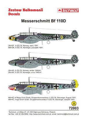 Techmod 72003 - Messerschmitt Bf 110D 1/72 – image 2