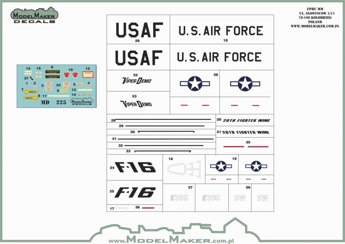 ModelMaker Decals MD48225 USAF F-16C Viper Demo 2024 50 Years of F-16 MASKS SETMD48225 USAF F-16C Viper Demo 2024 50 Years of F-16 MASKS SET 1/48 – Bild 2
