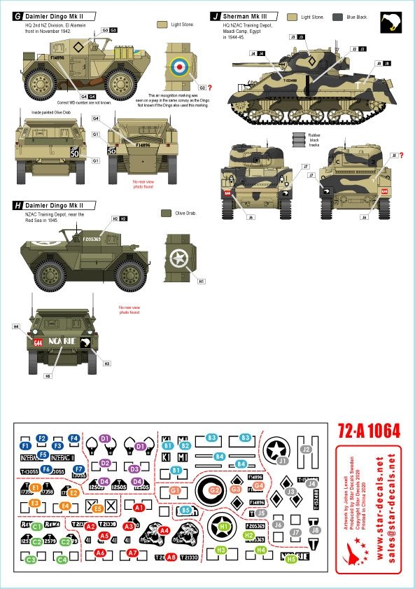 Star Decals 72-A1064 ANZAC # 1 New Zealand and Australian tanks and AFVs in Africa and Middle East WW2. 1/72 – Bild 2