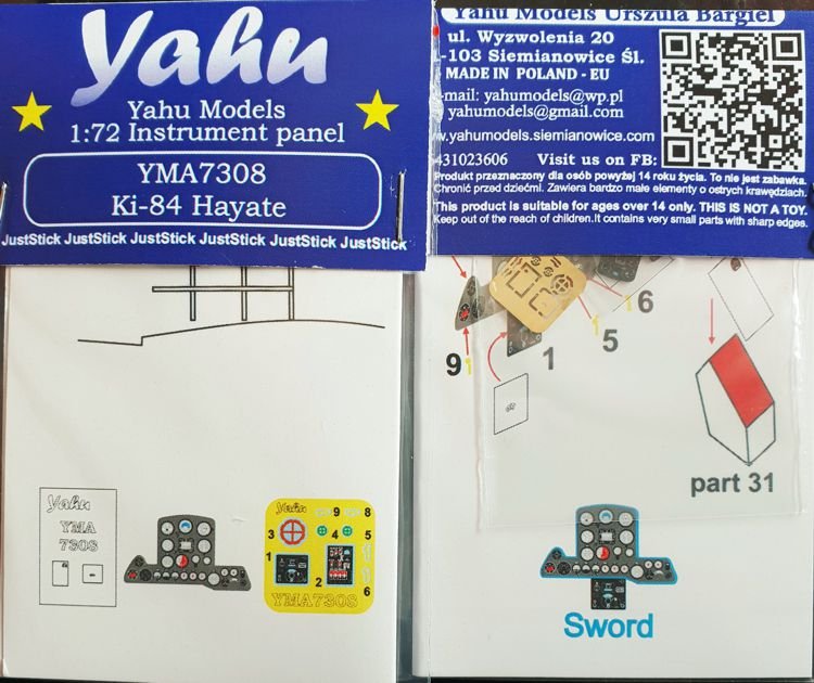 Yahu YMA7308 Ki-84 Hayate pour Sword / Hasegawa 1/72