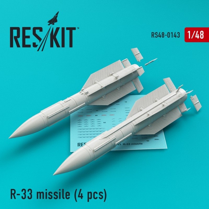 RESKIT RS48-0143 Missile R-33 (4 pcs) (1/48) pour MiG-31 1/48