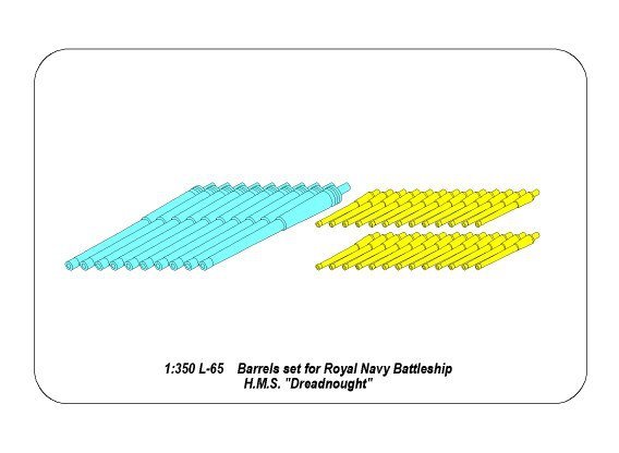 Ensemble de canons Aber 350L-65 pour cuirassé HMS Dreadnought : 12&amp;#39;&amp;#39; Mk.X BLx 10 pièces, 12 cwt QF Mk I x 26 pièces (1/350) – image 6